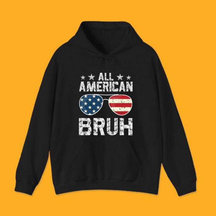 All American Bruh T-Shirt - Patriotic American Flag Sunglasses 4th of July Tee - Image 2