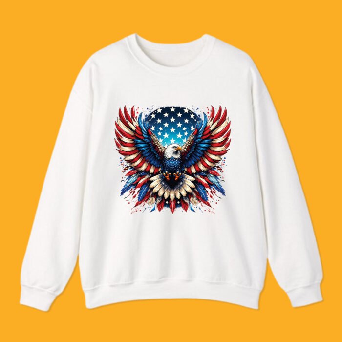 1776-2026 US Semiquincentennial crewneck sweatshirt with distressed flag design.