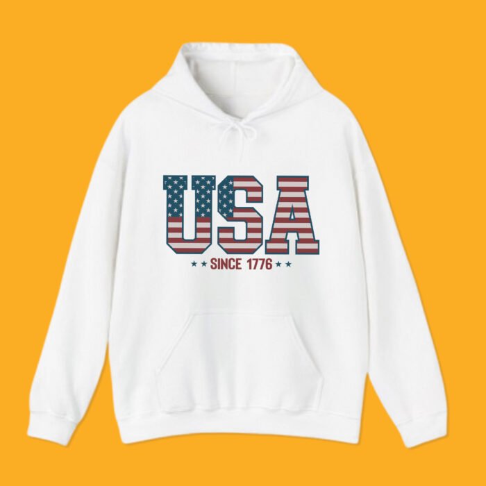 Retro USA Since 1776 Hoodie - Vintage American Flag Patriotic Pullover