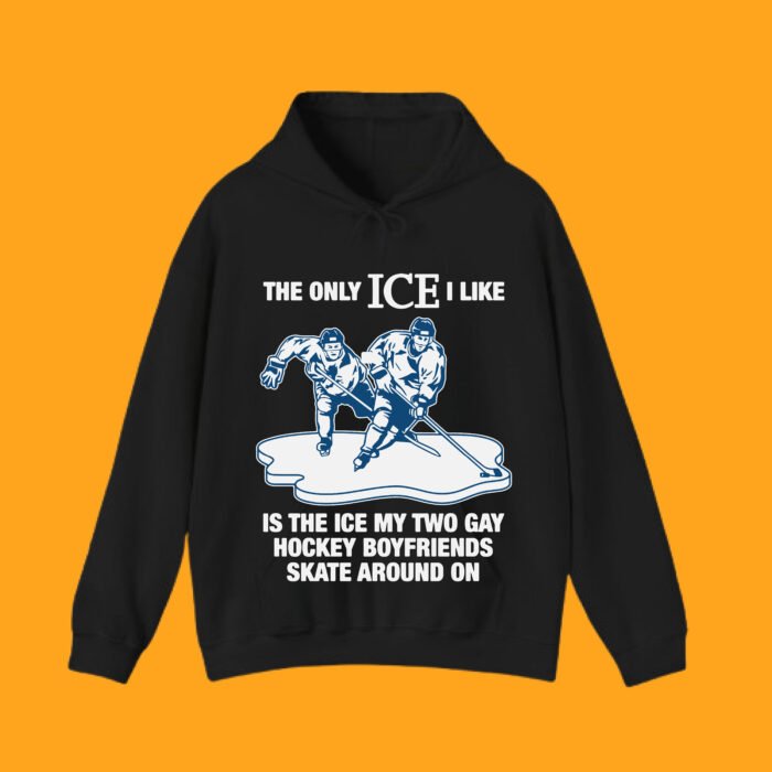 Comfortable black hoodie with hockey romance viral slogan design.