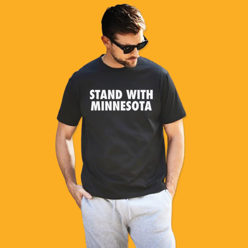 Stand With Minnesota unisex sweatshirt featuring bold white text