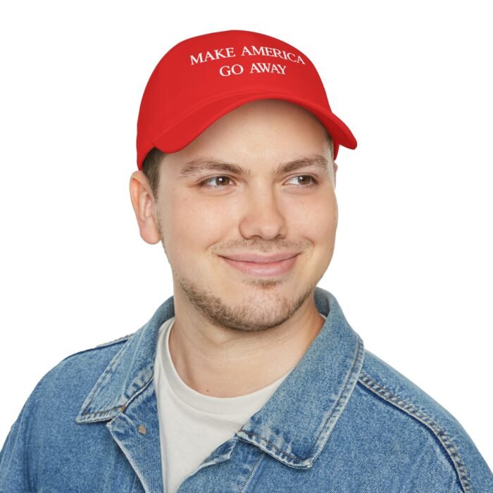 "Make America Go Away red hat - viral Greenland support and anti-Trump parody cap."