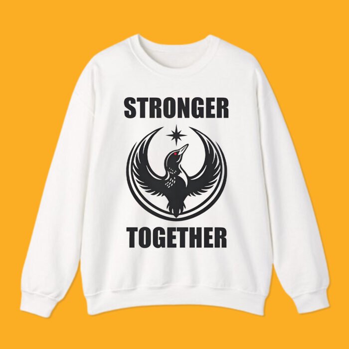 Minnesota Rebel Alliance Strong Together sweatshirt displayed on a yellow background.