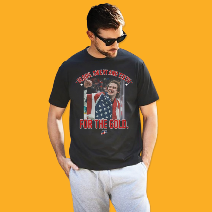 Jack Hughes Blood Sweat And Teeth For The Gold Shirt - Image 3