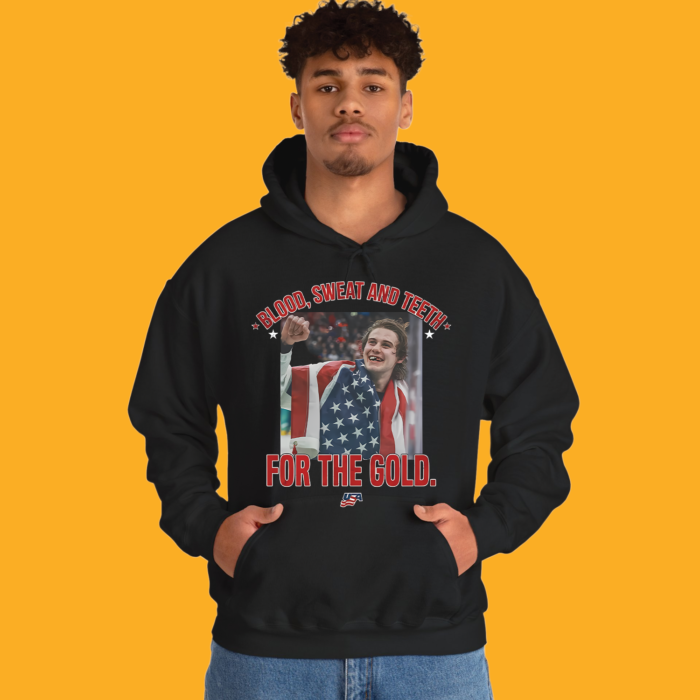 Jack Hughes Blood Sweat And Teeth For The Gold Shirt - Image 4