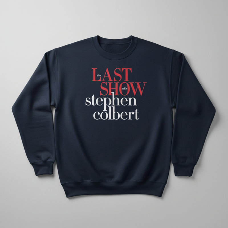 The last show with stephen colbert shirt-navy-blue-sweatshirt-studio